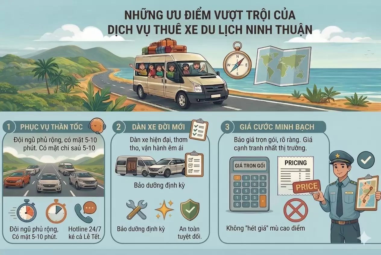 Thuê Xe Du Lịch Ninh Thuận: Giá Rẻ, Xe Đời Mới, Tài Xế Chuyên Nghiệp